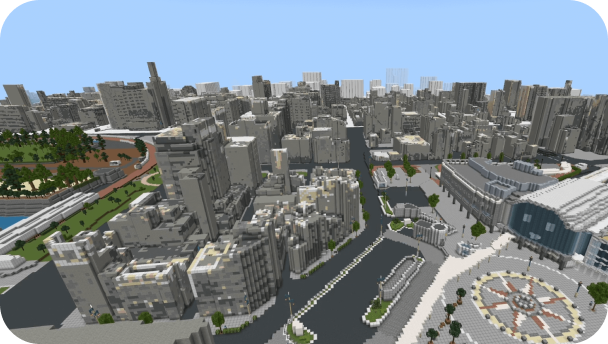 マインクラフトで作成された未来のサンポートエリア